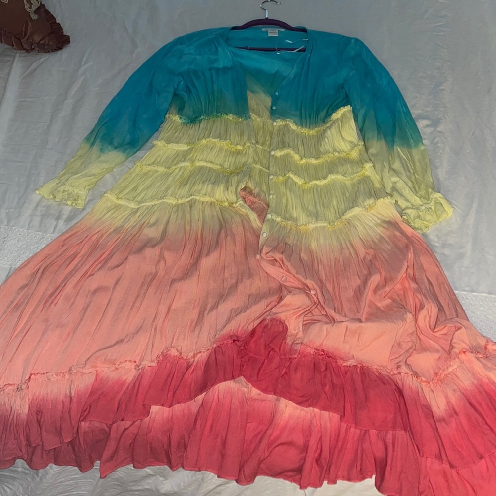 For the republic ombré button up dress